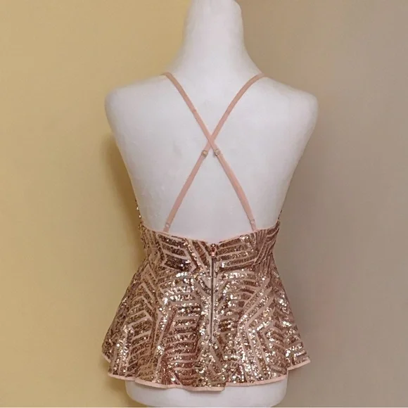 Forever 21 Sequin Halter Crop Top - Pink Gold - Picture 3 of 7
